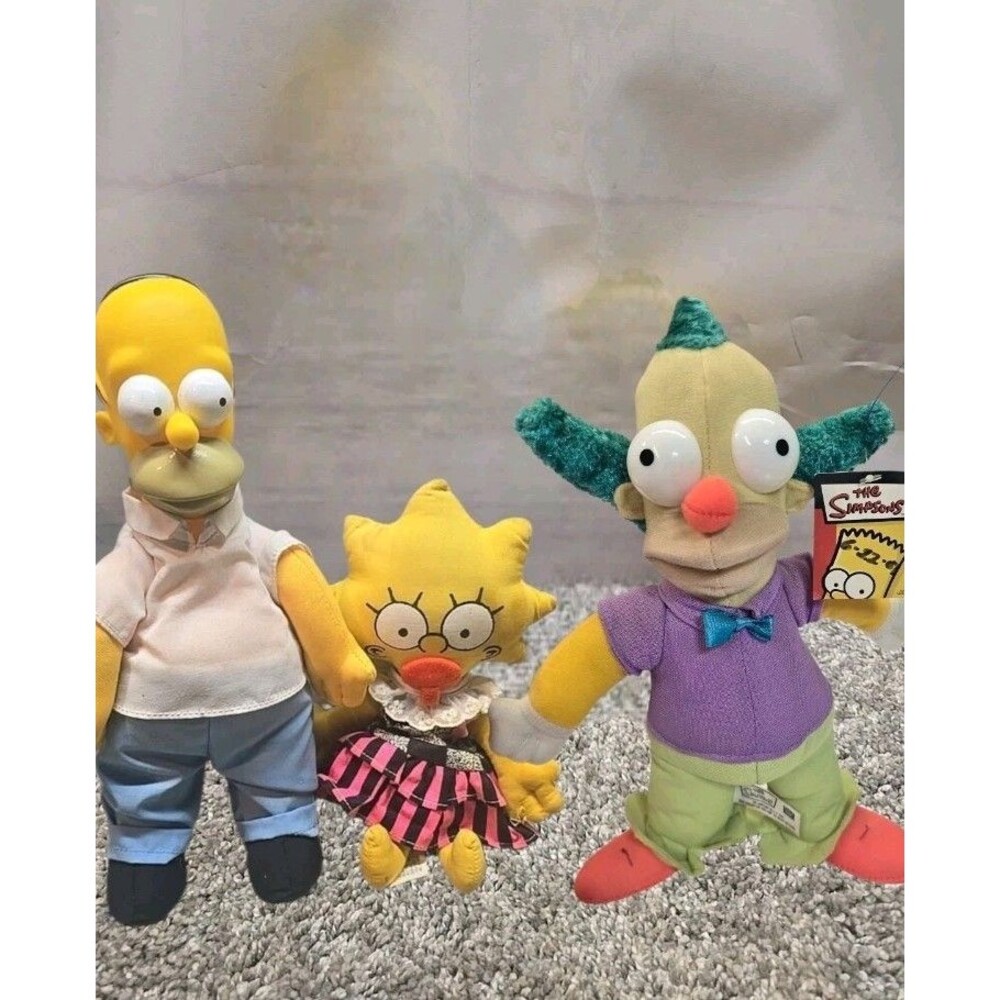Vintage 1990 & 2005 The Simpsons Baby Maggie Homer And Krusty Plush Doll